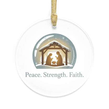 Nativity Ornament – Peace Strength Faith Christmas Decoration, Christian Acrylic Tree Ornament, Holy Family Holiday Keepsake