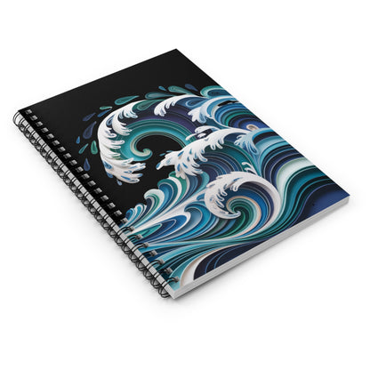 Ocean Wave Journal Notebook, Aesthetic Spiral Notebook, Sea Wave Writing Journal, Coastal Theme Notebook, Ocean Lover Gift