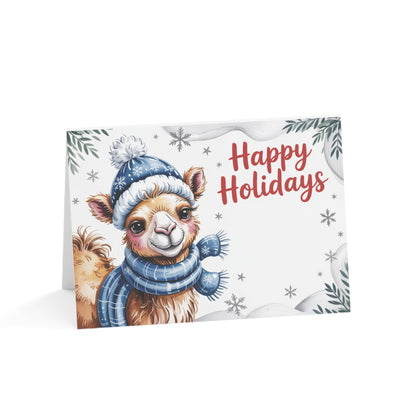 Adorable Camel holiday cards with cozy winter charm. Send festive cheer with this cute Christmas greeting card set.