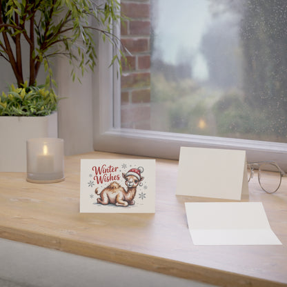 Winter Wishes Camel Greeting Card – Cute Holiday Card Set for Christmas & Winter Cheer